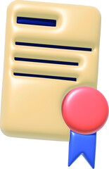 3d simple certificate, High quality 3d illustration. ector 3d isometric, color web icons set, new flat style. Creative illustration, idea for infographics.