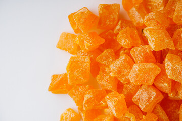 colored candied fruits on a white background