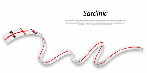 Waving ribbon or stripe with flag of Sardinia