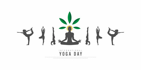 International yoga day vector illustration June 21.