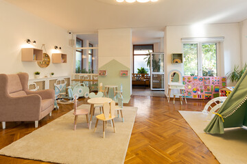 Interior of a montessori kindergarten