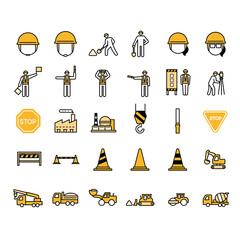 Construction site icon set /建設工事現場のアイコンセット素材