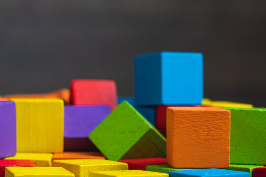 A detail shot of colorful and quadratic building blocks.
