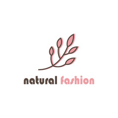 leaf stalk natural logo color line vector illustration design