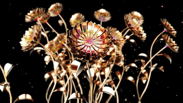 4K abstract animation of blooming flowers