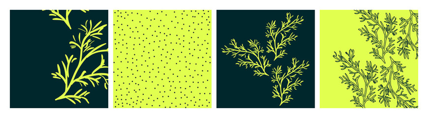 Plants neon templates. Set of patterns.