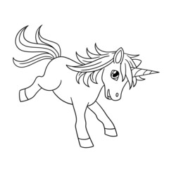 Falling Unicorn Isolated Coloring Page for Kids
