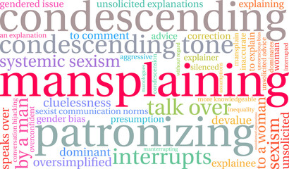 Mansplaining Word Cloud on a white background. 