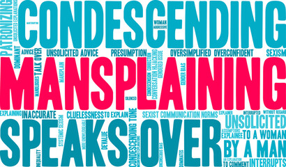 Fototapeta premium Mansplaining Word Cloud on a white background. 
