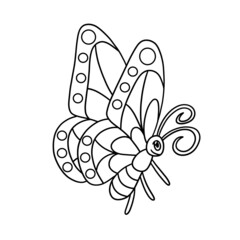 Fototapeta na wymiar Butterfly Coloring Page Isolated for Kids