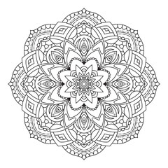 Circular Flower pattern in form of mandala for Kdp Coloring Book, Henna, Mehndi, tattoo, decoration. Decorative ornament in ethnic oriental style. Coloring book page. ornamental round lace ornament.