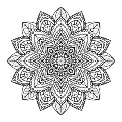 Circular Flower pattern in form of mandala for Kdp Coloring Book, Henna, Mehndi, tattoo, decoration. Decorative ornament in ethnic oriental style. Coloring book page. ornamental round lace ornament.