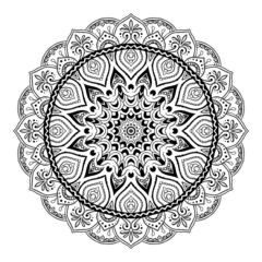 Circular Flower pattern in form of mandala for Kdp Coloring Book, Henna, Mehndi, tattoo, decoration. Decorative ornament in ethnic oriental style. Coloring book page. ornamental round lace ornament.