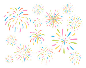 花火の背景イラスト　かわいい　シンプル　打上花火　花火大会　夏　イベント　アイコン　夏祭り