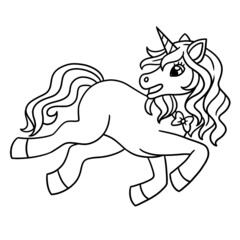 Playing Unicorn Isolated Coloring Page for Kids