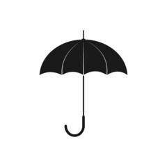 Black umbrella icon on a white background. Vector illustration of an umbrella from the rain or sun.
