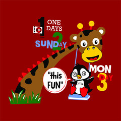 Giraffe playground cartoon vector design