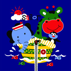 Animal sailor cartoon vector design