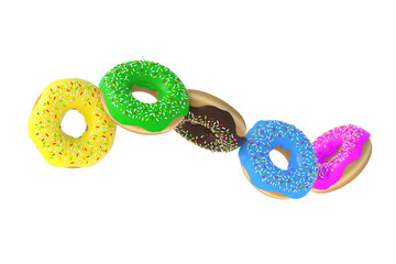 Glazed donuts isolated on white background. 3d render