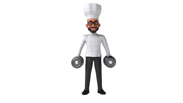 Fun 3D cartoon indian chef with alpha