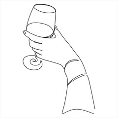 Obraz premium Continuous line drink wine party celebrate feast new year birthday happy concept wine shop catering hand drawn illustration vector