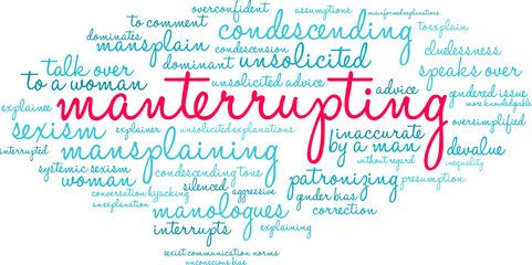 Manterrupting word cloud on a white background. 