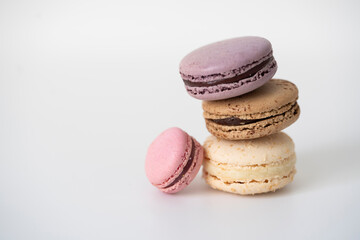 French sweet dessert macarons on white.