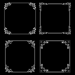 Set of decorative frames Elegant vector element for design in Eastern style, place for text. Floral black and white borders. Lace illustration for invitations and greeting cards.