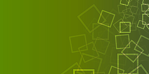 Abstract Yellow Frames, Squares on Green Background Pattern with Free Copy Space, Place, Room for Your Text - Simple Minimalist Template, Vector Illustration