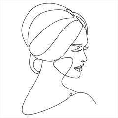 Continuous line Surreal Faces, drawing set faces and hairstyles, fashion concept, minimalist female beauty, vector illustration. Contemporary portrait     