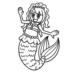 Mermaid Arms Wide Open Isolated Coloring Page