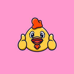 Cute chicken thumps up cartoon