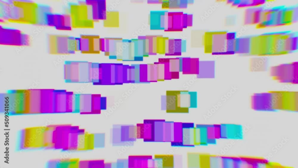 Poster animation of colorful particles. 4k 60 fps motion background. seamless loop. white background. 3840x