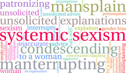 Fototapeta premium Systemic Sexism Word Cloud on a white background. 