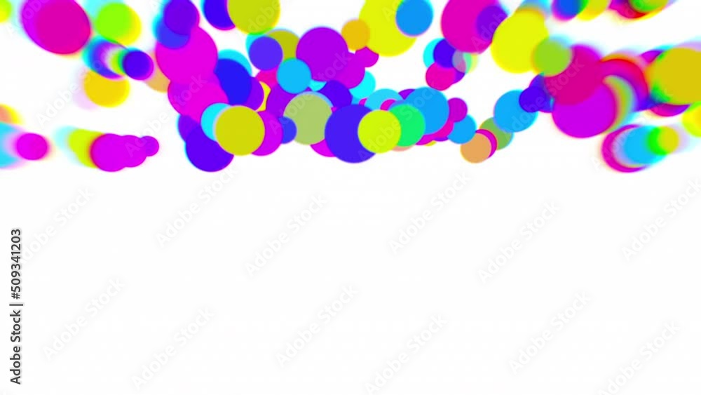 Poster animation of colorful particles. 4k 60 fps motion background. seamless loop. white background. 3840x