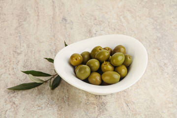 Tasty marinated olives in the bowl