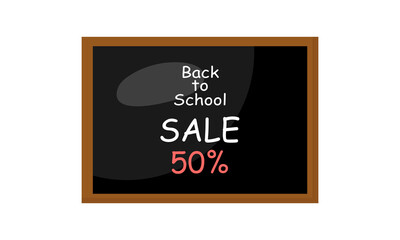 Back to School sales vector banner with sale text on a on the blackboard. Vector illustration.