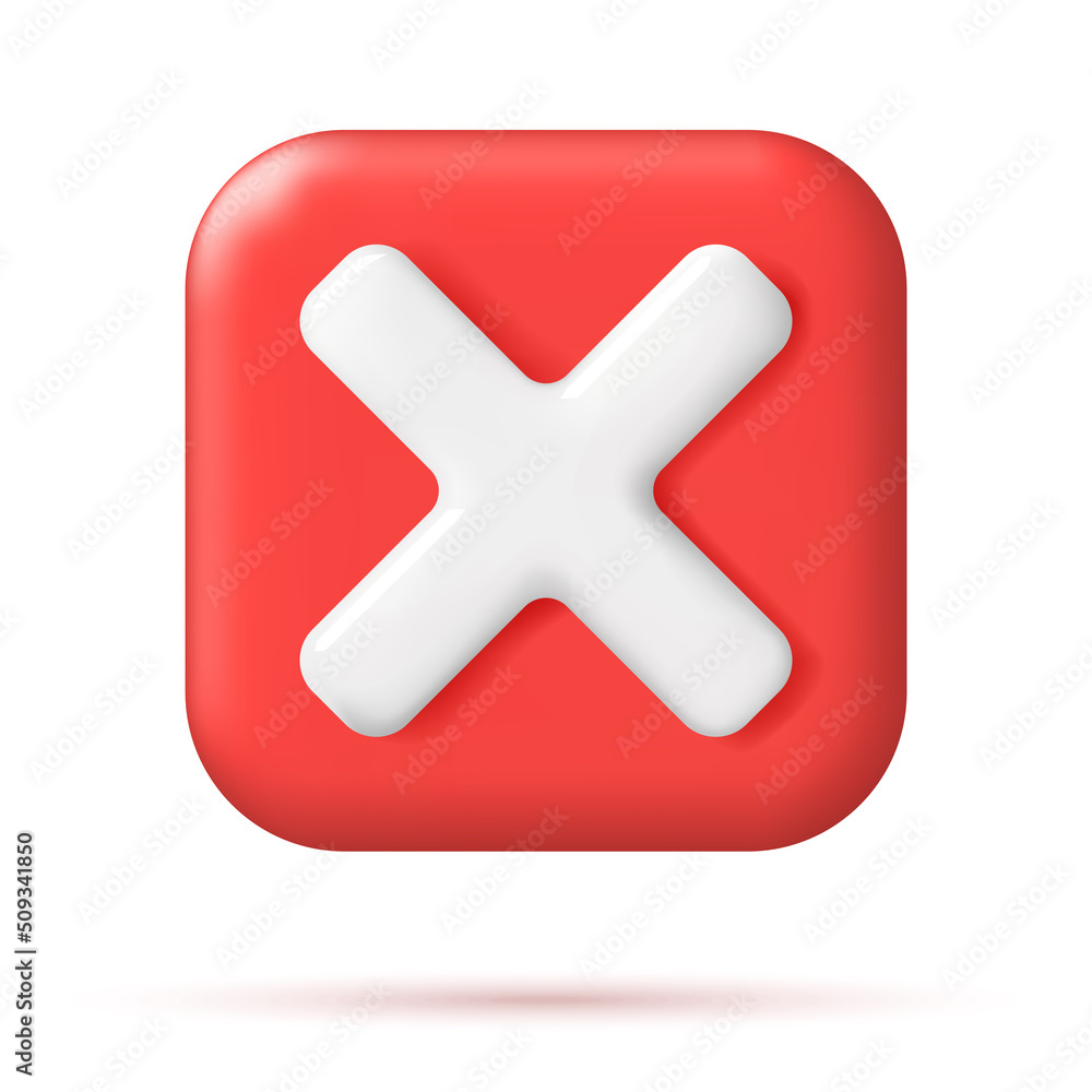Poster 3d wrong button in square shape.