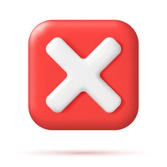 Obraz premium 3D Wrong Button in Square Shape.