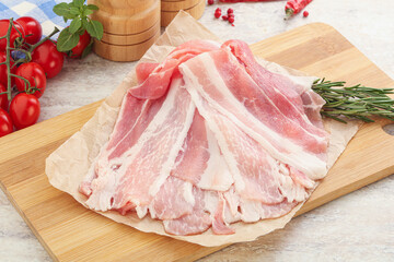 Raw pork bacon for roast
