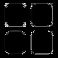 Set of decorative frames Elegant vector element for design in Eastern style, place for text. Floral black and white borders. Lace illustration for invitations and greeting cards.