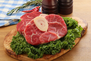 Raw ossobuco beef meat for cooking
