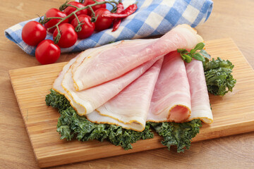 Pork ham snack over board