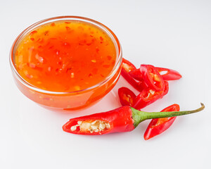 sweet chili sauce on a white acrylic background