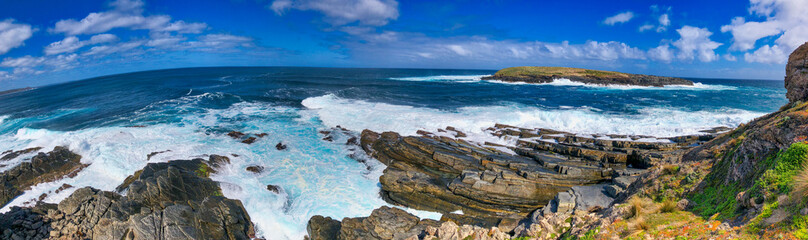 Cape Du Couedic, Kangaroo Island. Panoramic aerial view of Casuarina Islets on a sunny day
