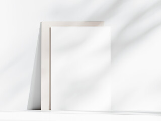 blank white paper mockup, card mockup in boho, 3d render
