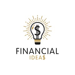 Simple Light Bulb and Dollar Currency Logo For Bank Finance Business Idea Logo Vector Design