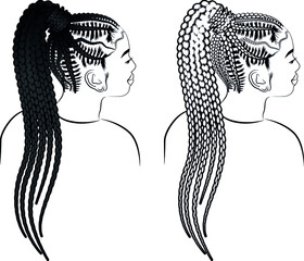 African women braids hair black vector illustration
 - obrazy, fototapety, plakaty