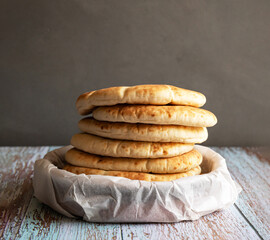 Copy space of pita bread on the table