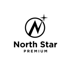Letter N for north and star on circle logo design